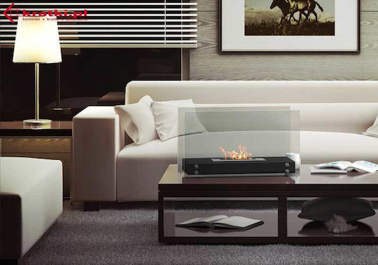 Kratki Hotel Tuv Indoor Desktop Bioethanol Fireplace Black 70x33.4x40cm