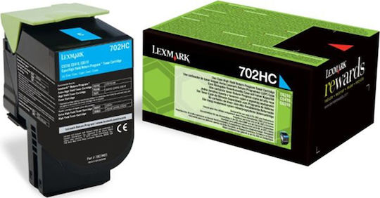 Lexmark 702HC Original Toner Laser Printer Cyan High Capacity Return Program 3000 Pages (70C2HC0)