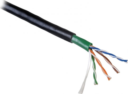 Seven U/UTP Cat.5 (100Mbps) Καλώδιο Δικτύου Ethernet εξωτερικού χώρου χωρίς ακροδέκτες 305m Μαύρο