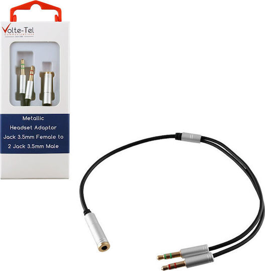 Volte-Tel 3.5mm 2x Male to 3.5mm Female Converter Silver 1 Piece