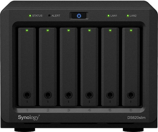 Synology DiskStation DS620slim NAS Tower with 6 slots for HDD/SSD and 2 Ethernet ports