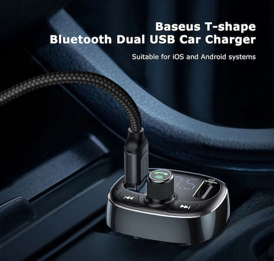 Baseus FM Transmitter Αυτοκινήτου S-13 T Type με USB