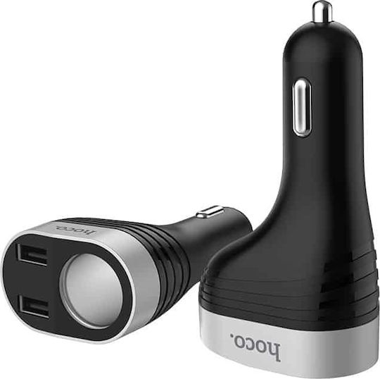 Hoco Z29 Încărcător Auto 96W 3.1A Încărcare Rapidă cu Porturi: 2xUSB 1xBrichetă Negru Culoare