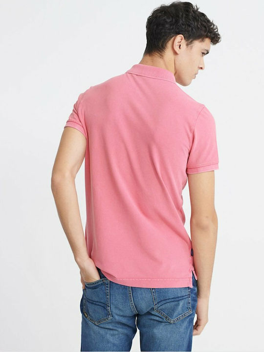 Superdry Vintage Ανδρικό T-shirt Κοντομάνικο Polo Ροζ