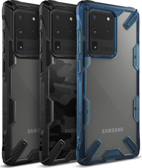 Ringke Fusion-X Back Cover Σιλικόνης 2mm με Λουράκι Μπλε (Galaxy S20 Ultra)