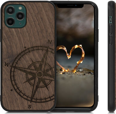 KWmobile Navigational Compass Wooden Back Cover Brown (iPhone 11 Pro)