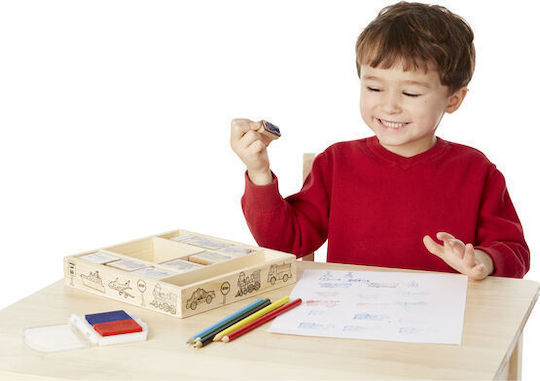 Melissa & Doug Σφραγίδες Wooden Stamp Set Vehicles Οχήματα για Παιδιά 4+ Ετών 15τμχ