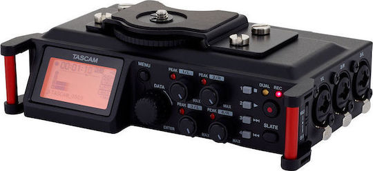 Tascam DR70D Polyphonic Digital Portable Recorder Battery/Power for Recording on Memory Card with Recording Duration 6 Hours, Phantom Power and USB Power Supply