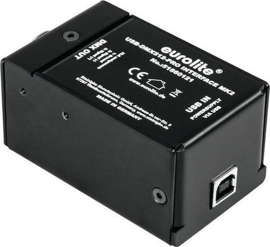 Eurolite USB-DMX512 PRO Interface MK2 Interfață pentru Consolă de Iluminat cu 512 Canale de Control Compatibil cu Sistemul de Operare MacOS / Windows și Conexiune USB (pentru PC)