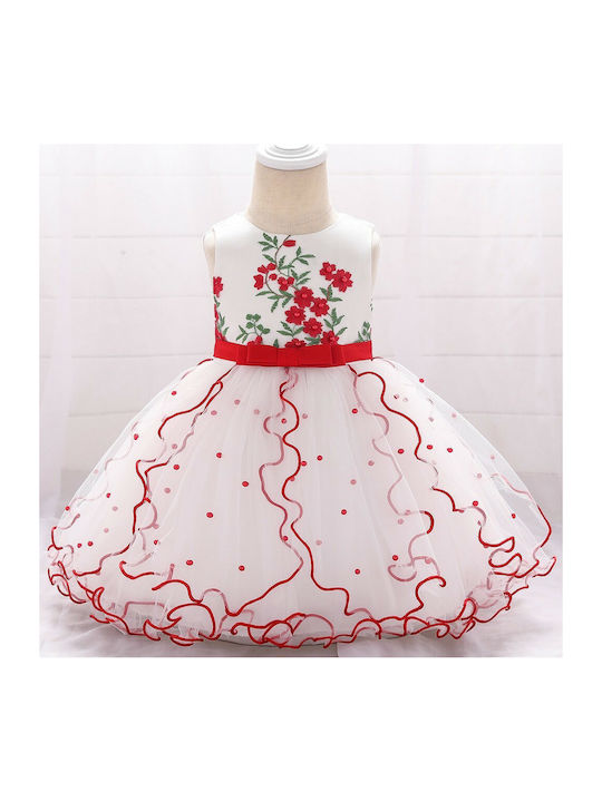 Ekidsbridal Kids Dress Tulle Floral Sleeveless White