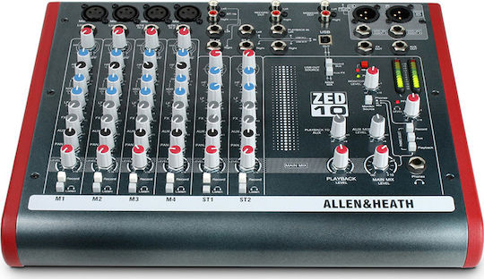 Allen & Heath ZED-10 Analoge Konsole 10 Kanäle mit Phantom Power & 4 XLR-Eingänge