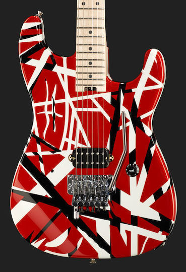 EVH Striped Series Electric Guitar Stratocaster with H Pickup Configuration Red with Black Stripes