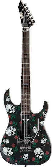 ESP LTD M 200SR Elektrische Gitarre Stratocaster mit HSS Tonabnehmerkonfiguration Skull & Roses