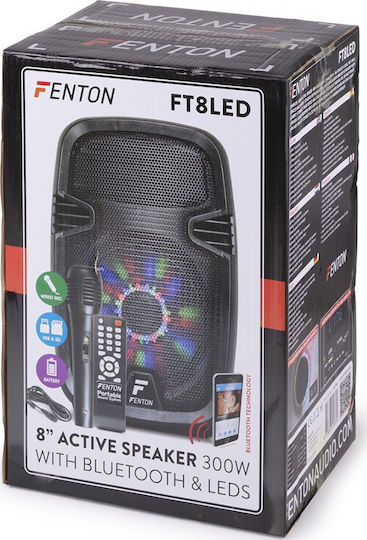 Fenton Ηχείο Karaoke με Ενσύρματo Μικρόφωνο και Εφέ Φωτισμού FT8LED 170.090 Μαύρο