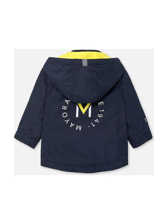 Mayoral Kids Sports Jacket Long Windproof Hooded Navy Blue