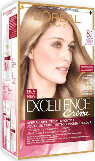 L'Oreal Paris Excellence Creme Vopsea de Păr 8.1 Blond Deschis Cenușiu 48ml