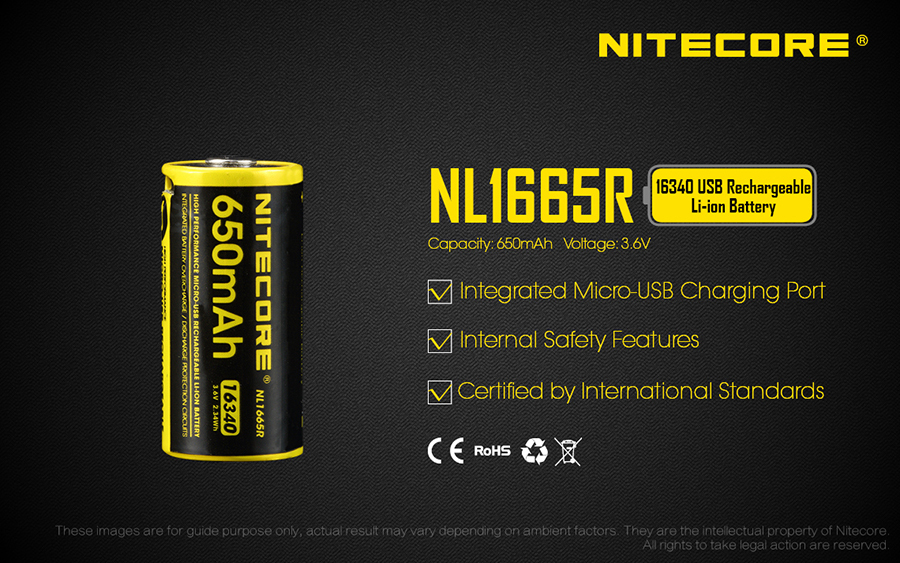 Аккумулятор nitecore nl166 rcr123