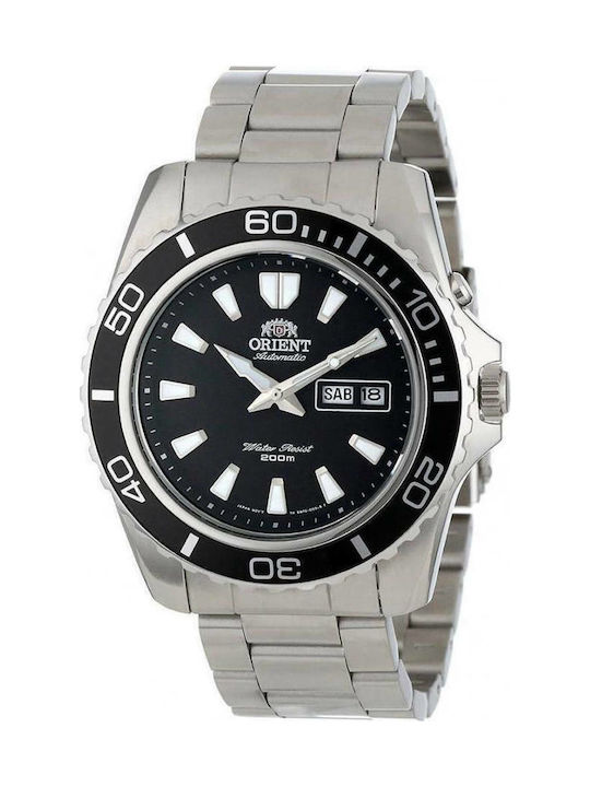Orient Ανδρικό Ρολόι 45mm Αυτόματο με Ασημί Μεταλλικό Μπρασελέ
