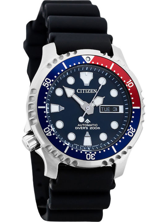 Citizen Promaster Ανδρικό Ρολόι 42mm Αυτόματο με Μαύρο Καουτσούκ Λουράκι