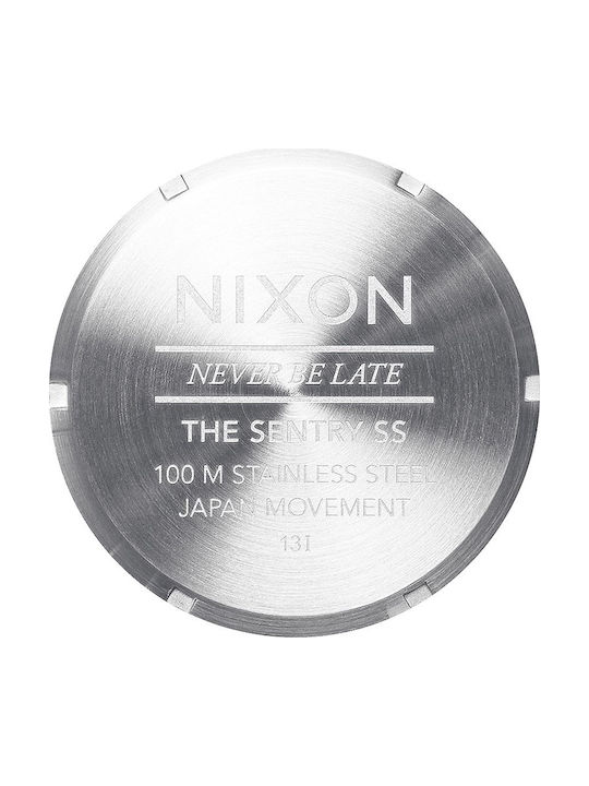 Nixon Sentry SS Doing More Ανδρικό Ρολόι 42mm Μπαταρίας με Ασημί Μεταλλικό Μπρασελέ