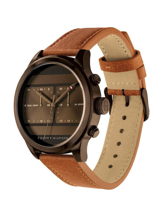 Tommy Hilfiger Icon Watch Battery with Brown Leather Strap