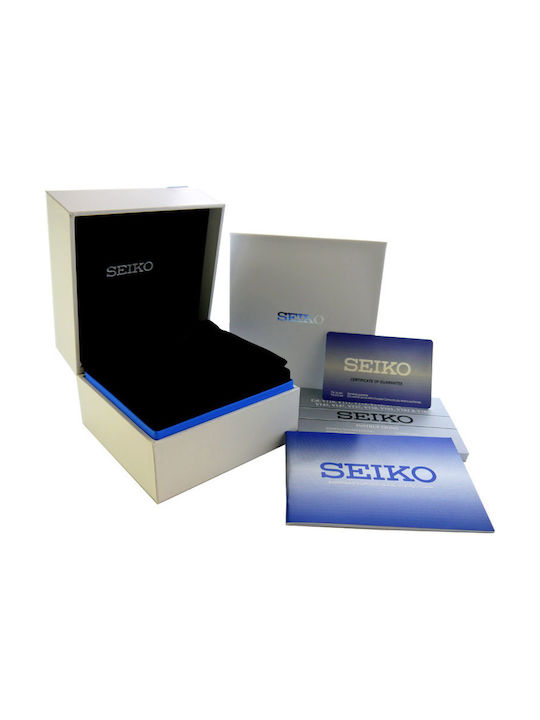 Seiko Kinetic Ανδρικό Ρολόι 42mm Kinetic με Μαύρο Δερμάτινο Λουράκι