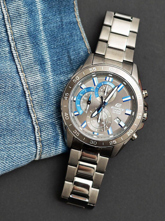 Casio Edifice Men's Watch 47mm Chronograph Battery with Black Metal Bracelet