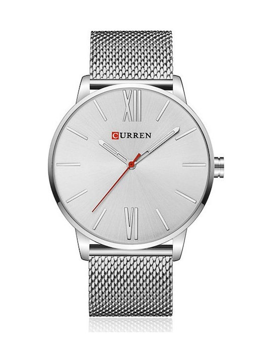 Curren Men's Watch 44mm Battery with Metal Bracelet Thin Silver