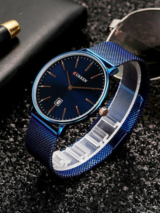 Curren Men's Watch 41mm Battery with Metal Bracelet Blue