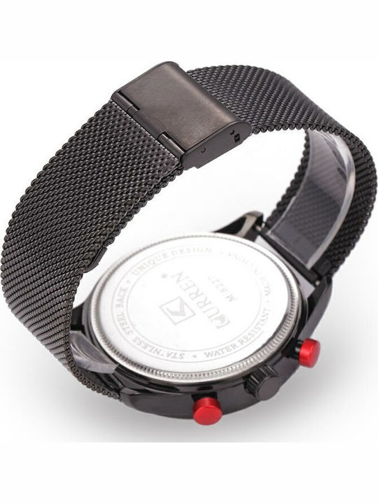 Curren Herrenuhr 44mm Batterie mit Schwarz Metallarmband