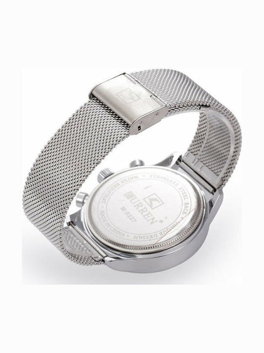 Curren Herrenuhr 44mm Batterie mit Metallarmband Silver / White