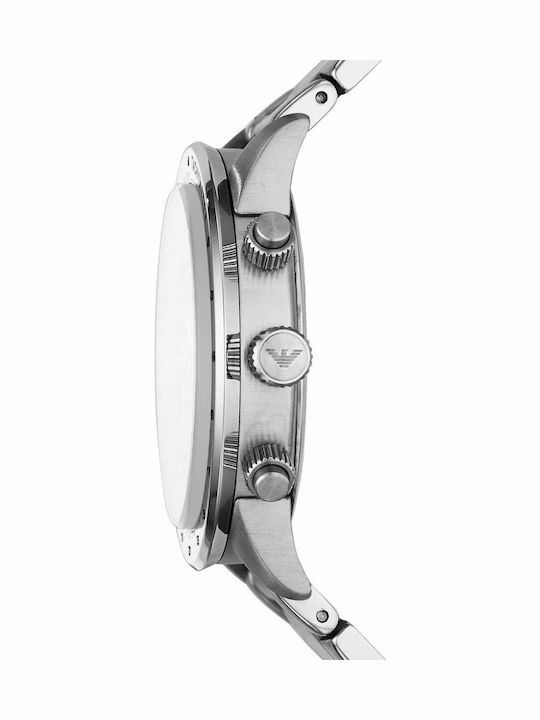 Emporio Armani Men's Watch 43mm Chronograph Battery with Silver Metal Bracelet