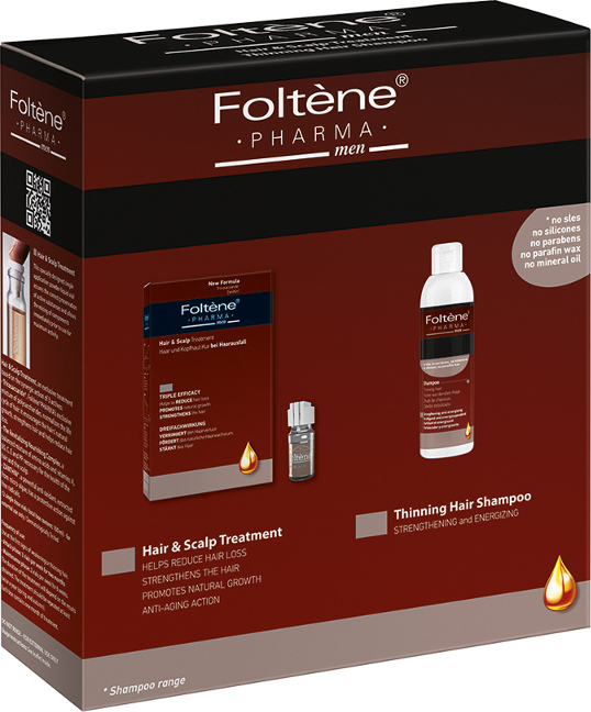 Foltene Hair & Scalp Treatment Men 12x8.3ml & Foltene Men Shampoo 200ml