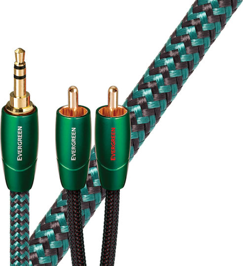 Audioquest 3.5mm Male To RCA Male Audio Cable Green 1m With Gold Plated Terminals Evergreen