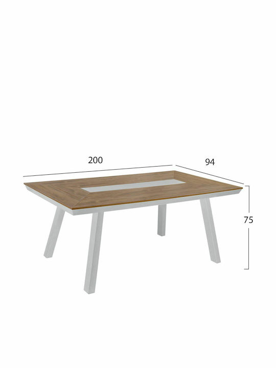 Маса Стабилна Polywood със Скелет от Алуминий Taber Бял 200x94x75бр