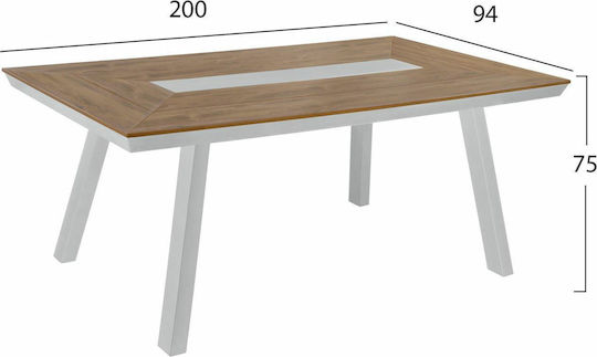 Masa pentru spații exterioare Polywood cu schelet din aluminiu Taber Alb 200x94x75buc