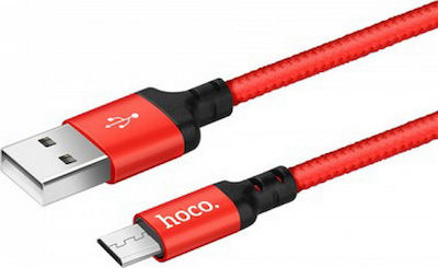 Hoco Braided USB 2.0 to micro USB Cable Κόκκινο 1m (X14)