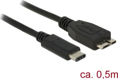 DeLock Regular USB 3.1 Cable USB-C male - micro USB-B male Μαύρο 0.5m (83676)