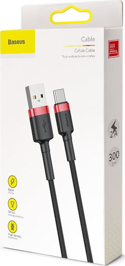 Baseus Cafule Braided USB 2.0 Cable USB-C Male - USB-A Red 3m CATKLF-U91