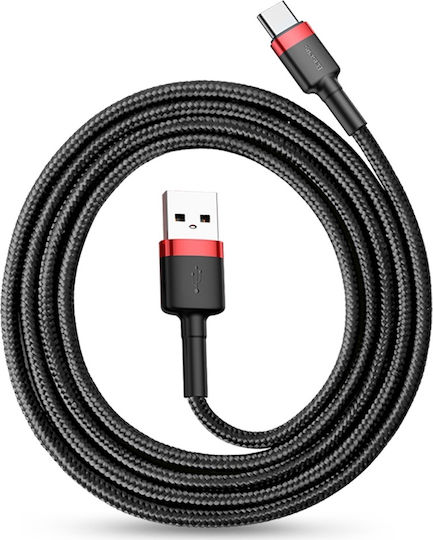 Baseus Cafule Braided USB 2.0 Cable USB-C Male - USB-A Red 3m CATKLF-U91