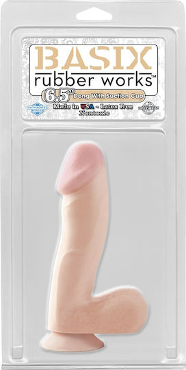 Basix Rubber Works Glass Dildo with Balls and Suction Cup Light 17cm