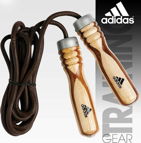 adidas Leather Jump Rope with Ball Bearings Brown 2.75m