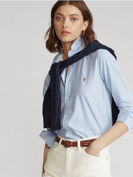 Women's Striped Long Sleeve Shirt Blue