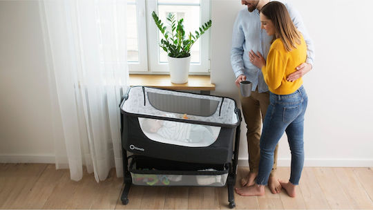 Lionelo Λίκνο Timon με Πλαϊνό Άνοιγμα και Ρόδες Graphite Grey