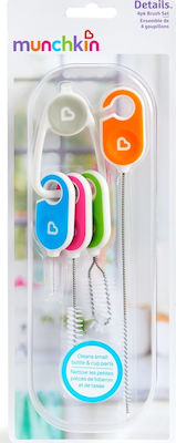 Munchkin Cleaning Brush for Baby Bottles Red Orange Light Green Light Blue 4pcs