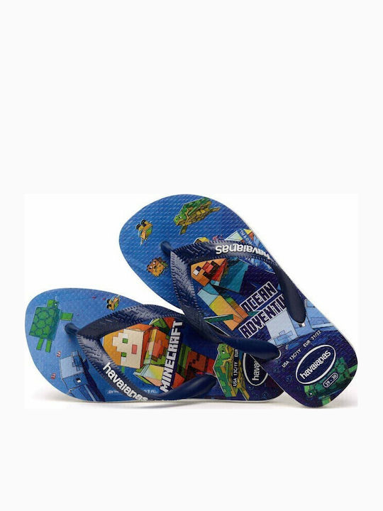 Kids' Flip Flops Navy Blue Minecraft