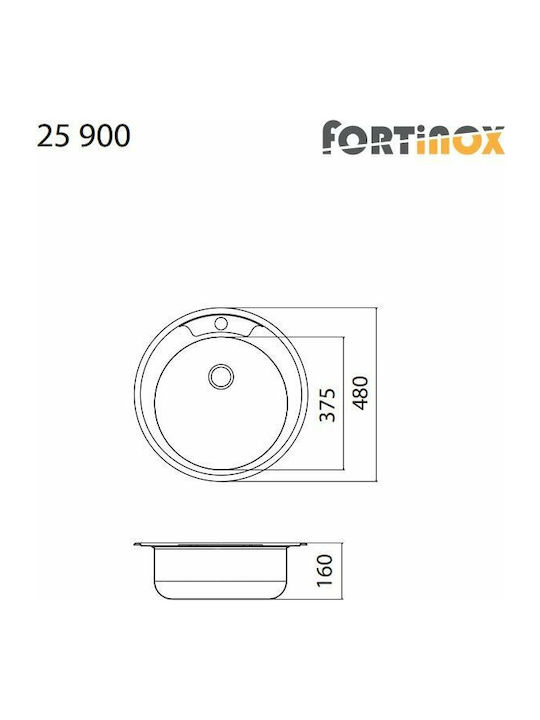 Fortinox Valley 25900-110 Drop-In Spüle Inox Satiniert B48xT48cm Silber
