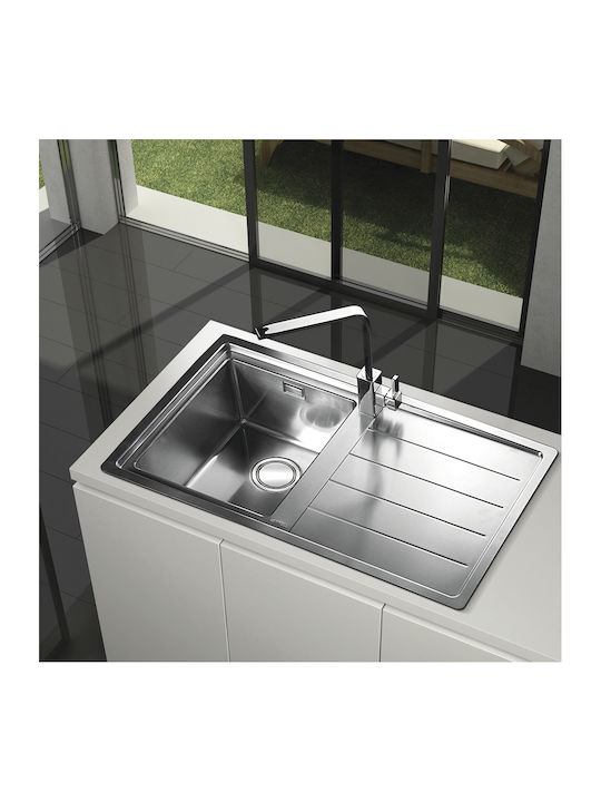 Apell Linear Plus LNP1001R LNP1001-110R Left Drop-In Sink Inox Satin W100xD50cm Silver