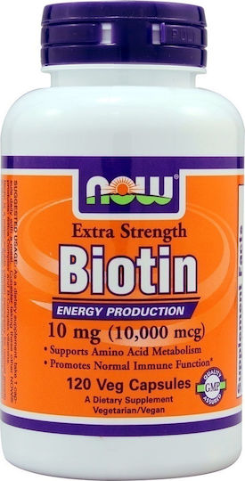Now Foods Biotin Βιταμίνη για τα Μαλλιά, τo Δέρμα & τα Νύχια 10mg 120 φυτικές κάψουλες