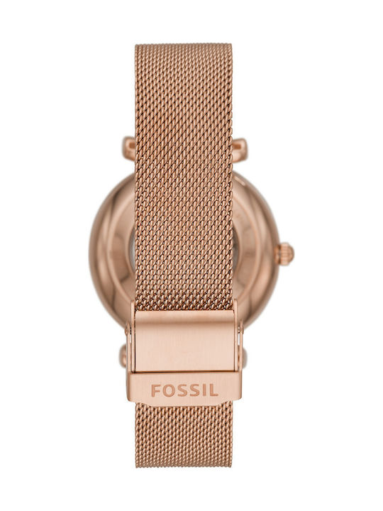 Fossil Carlie Women's Watch Automatic with Pink Gold Metal Bracelet